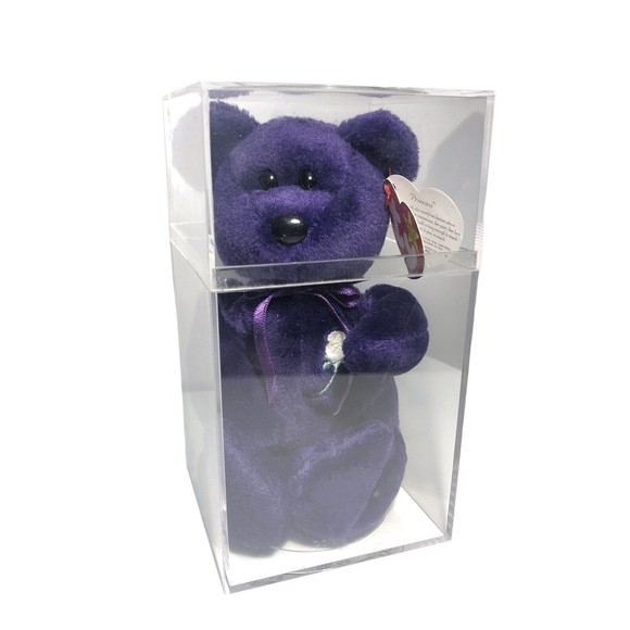 TY Beanie Baby - PRINCESS DIANA Purple Teddy Bear (1997 -RETIRED) MINT Cased - Picture 2 of 2